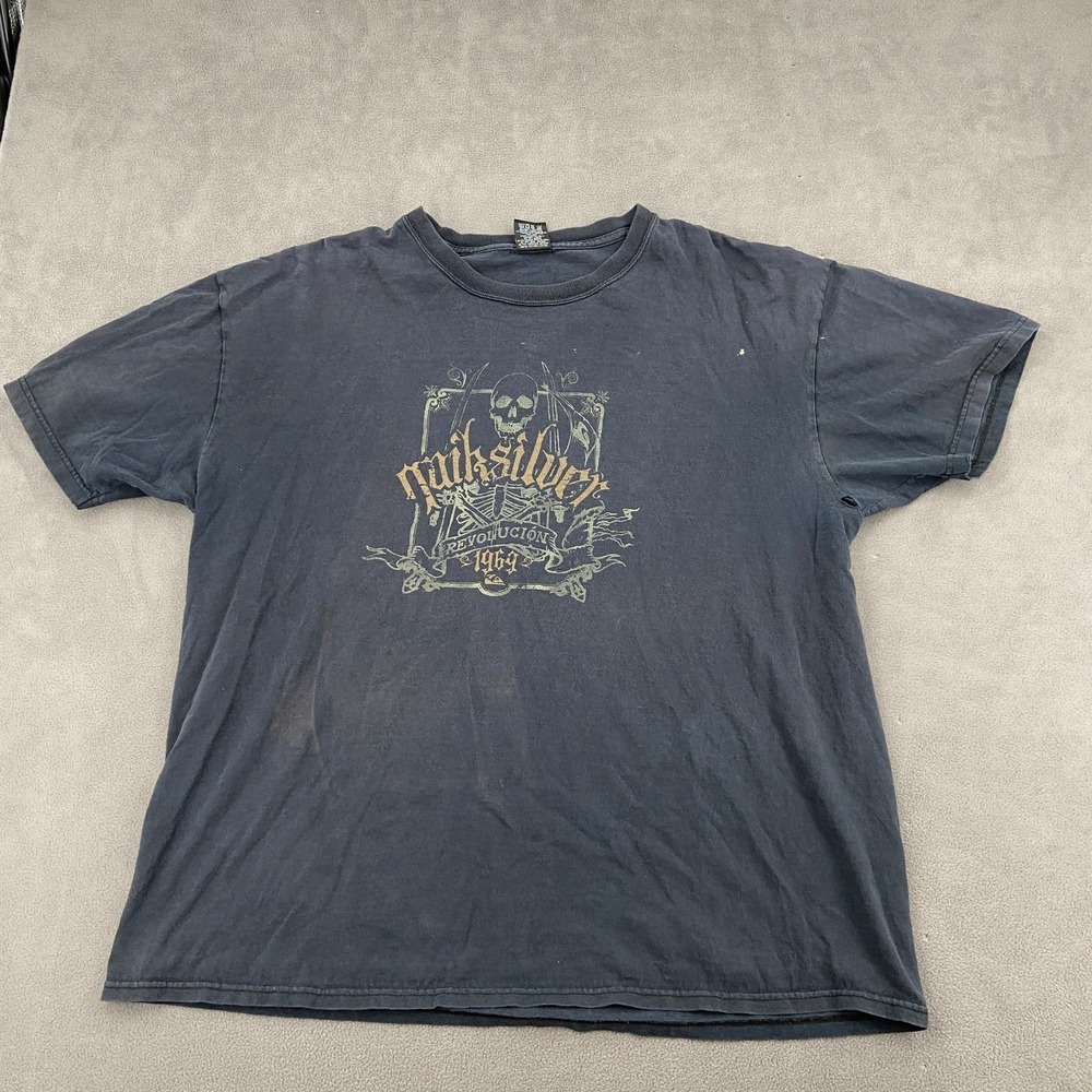 Vintage Y2K Quiksilver Revolución 1969 Skull‎ Graphic Tee Shirt Mens XL Fader